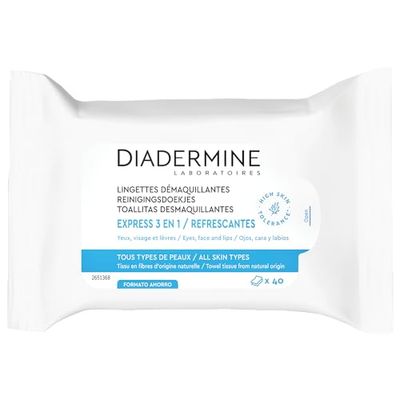 Diadermine Lingettes Démaquillantes Express 3-en-1 40 lingettes.