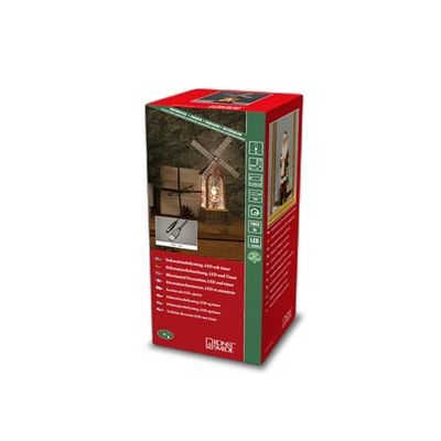 Konstsmide Decoración navideña LED bola de nieve, escena de Papá Noel y molino de viento giratorio, relleno de agua, con temporizador de 5 horas, funciona con pilas y USB, interior, 3 x C 1,5 V (no
