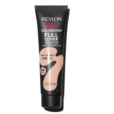 Revlon ColorStay Full Cover Longwear matta foundation, värme- och svettbeständig, lätt ansikts-make-up, nyans elfenben (110), 30 ml