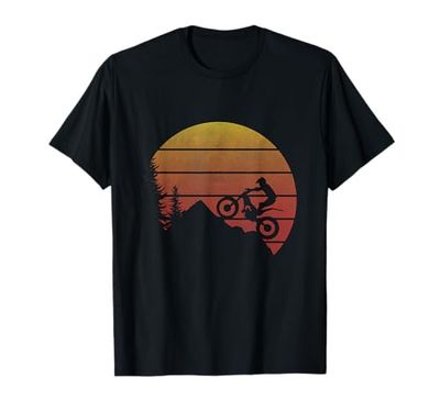 Vintage Trial design Camiseta de Moto de Trial para Mujeres y Niños, Manga Larga, Negro, Talla Pequeña