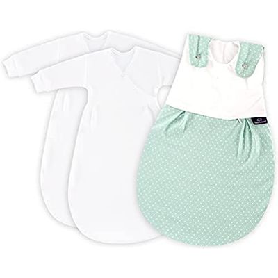 Träumeland s0100353 – Saco de dormir para bebé liebmich 3 piezas Set Lunares Mint, talla 56/62, multicolor