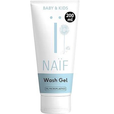 Naïf, Gel detergente per neonati e bambini, Ingredienti naturali, Deterge e si prende cura della pelle con oli naturali, Per bagnetto e doccia, 100% vegano e rispettoso dell'ambiente, 200ml