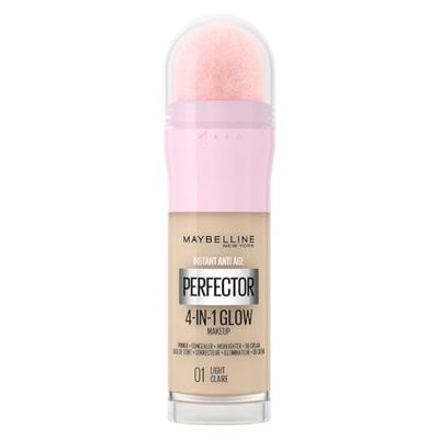 Maybelline New York Instant Anti Age Rewind Perfector, 4-In-1 Glow Primer, Concealer, Highlighter, Self-Adjusting Shades, Evens Skin Tone with a Glow Finish, Shade:01 Light