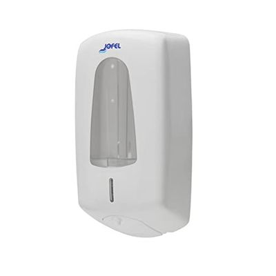 Jofel - Distributore automatico di sapone in gel a parete, ricaricabile, capacità 1 l, dispensatore di sapone per bagno, ottico senza contatto, corpo in ABS, Aitana AC76050, bianco