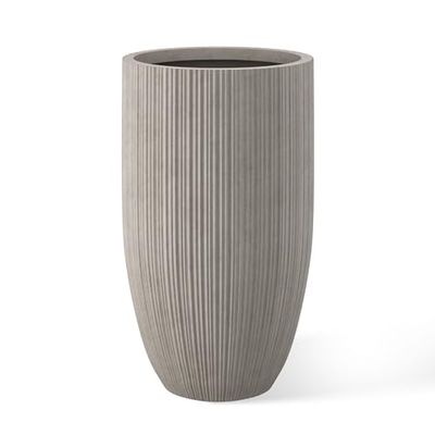 Kante Fioriera rotonda in cemento alta 61 cm, grandi vasi per piante da interni ed esterni con foro di drenaggio e tappo in gomma, decorativi moderni per casa, patio, veranda, calcestruzzo