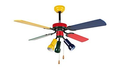 Orbegozo CC 09105 C Plafondventilator met licht, 4 veelkleurige vleugels, diameter 105 cm, 60 W, 3 snelheden