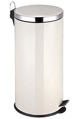 Premier Housewares Poubelle à Pédale de 30 ltr, Bacs à Ordures en Acier Inoxydable couleur Crême, Seau Intérieur en Plastique