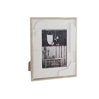DKD Home Decor Marco de Fotos Color Blanco Natural, de MDF (21 x 1,5 x 26,5 centímetros)