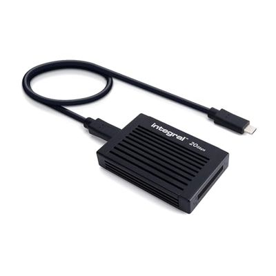 Integral CFexpress 2.0 Type B 20Gbps USB C geheugenkaartlezer adapter met 60cm kabel - USB 3.2 Gen 2x2 - voor iPhone 15/16 Plus/Pro/Pro Max, MacBook Pro/Air M1/M2/M3/M4, iPad, pc, laptop, smartphone