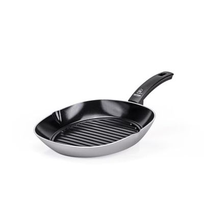 Moneta Innova grillpanna, 28 x 28 cm, naturlig FineGres-beläggning (utan PFAS), även för induktion, 100% tillverkad i Italien