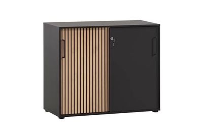 Schildmeyer Archiefkast Hank, hout, matzwart/akoestisch paneel look, 100 x 41 x 83,6 cm