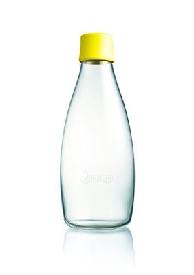 Retap ApS Retap 0,8 l waterfles met geel deksel en geschenkdoos van FSC-gecertificeerd karton, borosilicaatglas, 0,8 / l