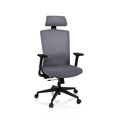 hjh OFFICE 732107 Chaise de Bureau/Chaise pivotante CAPTIVO Tissu Maille Gris