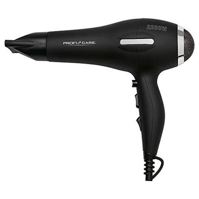 PROFI CARE Hair Dryer, PC-HT 3017, Black, Plastic, 2200W, 2m Cord, AC Motor, 3 Heat/Speed Settings, Ion Function, Cool Shot, Overheating Protection