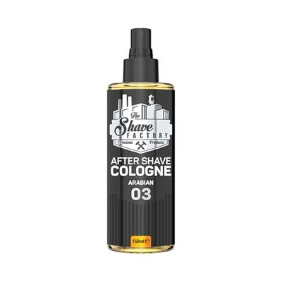 The Shave Factory Aftershave Cologne for Men – Arabian 150ml – Bold, Invigorating, Warm Scent – Long-Lasting Citrus & Amber Fragrance – Soothes Irritation, Refreshes the Skin