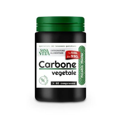 Sanavita Integratore Alimentare Sgonfiante con Carbone Vegetale, contro gonfiore addominale e favorisce la digestione, senza Lattosio, 60 Compresse