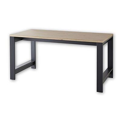 Stella Trading Jasmin Graphite, Aspect chêne Artisan-Bureau d'ordinateur avec Grande Surface de Travail-Style Maison de Campagne-Kit Complet, Bois d'ingénierie, Schreibtisch