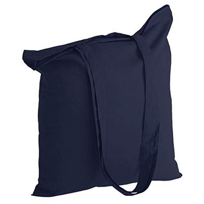 POLHIM - Bolsa de tela de algodón reutilizable, 38 x 42 cm, con asas de 70 cm, Azul oscuro, (Paquete de 10 unidades)