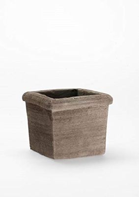VASO QUADRATO IN TERRACOTTA E SOTTOVASO TERRACOTTA; LATO SUPERIORE CM. 20 X CM. 20, ALTEZZA CM. 17. FATTO A MANO COLORE ANTICO FIORIERA COTTO SUCCULENTE