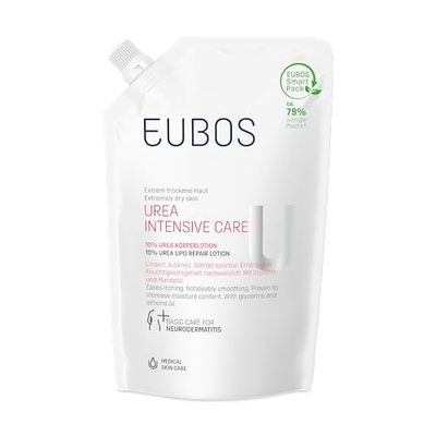 EUBOS Urea Intensive Care, 10% Urea Body Lotion Refill Bag, Moisturiser for Dry, Flaky Skin, Relieves Itching, Skin Compatibility Dermatologically Confirmed, 400 ml