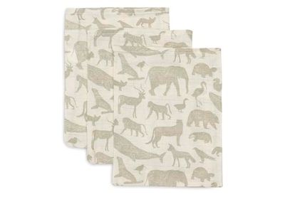 Jollein 536-848-67043 Lot de 3 Gants de Toilette Motif Animaux Olive 15 x 20 cm