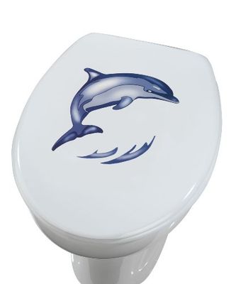 Wenko 18638100 3D-wc-dekselsticker Dolphin - zonder resten verwijderbaar, 20 x 22 cm