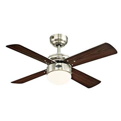 Westinghouse Lighting Colosseum Ventoinha de teto integrado, 17 W, níquel escovado, 90 x 37,5 cm