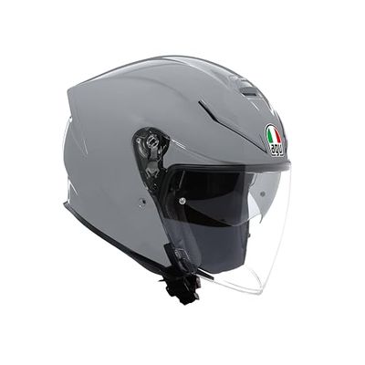 AGV - K5 JET EVO E2206, Jet Unisex Motorbike Helmet, Carbon and Glass Fibre Open Face Motorcycle Helmet, with Scratch Resistant and Anti-UV Visor, Nardo Grey, L