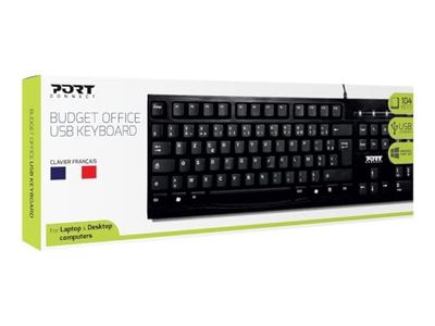 Port Connect Clavier pc de Bureau USB-a indicateurs LED azerty EU Noir