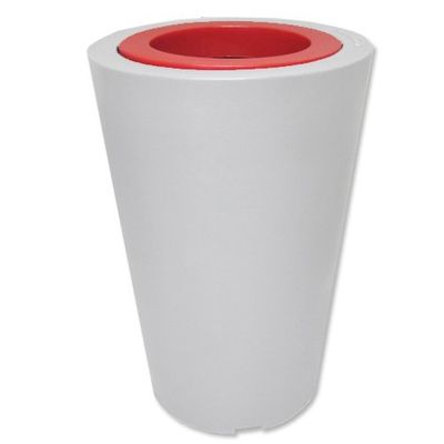 Green City Little Up Pot de Fleurs Rond + Anneau Résine/Plastique Blanc/Framboise