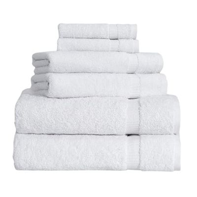 BERIBO Comfort Lot de 6 Serviettes Turques 2 Serviettes de Bain, 2 essuie-Mains, 2 Serviettes pour Le Visage, 620 g/m², 100% Coton (Blanc)