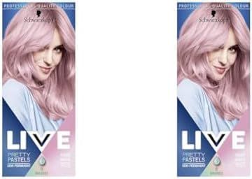 Schwarzkopf LIVE Pretty Pastels Semi-permanent Pink Hair Dye, Lasts Up To 8 Washes, Rose Gold P123 (Pack of 2)