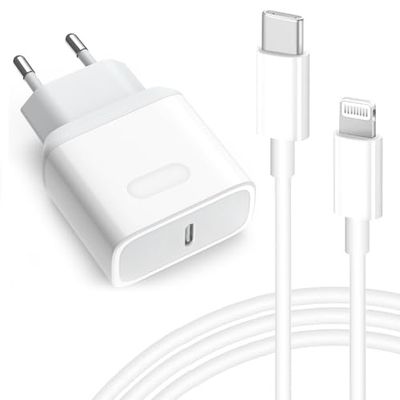 Cargador iPhone Carga Rapida for iPhone 14/14 Pro/14 Pro Max/14 Plus/13/12/11/XS/XS MAX/XR/X/8/7 20W USB C Enchufe Rapido con 2M Cable Adaptador Pared Charger Corrient