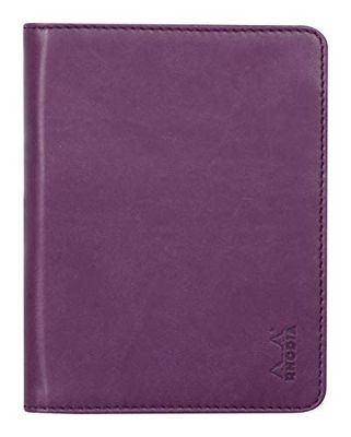 RHODIA 212006C - Livret Porte-Bloc et Porte-Documents N°12 Violet - pour Bloc-Notes ou Carnets de Format B7 (8,5 x 12 cm) - Simili Cuir Italien Premium - Collection