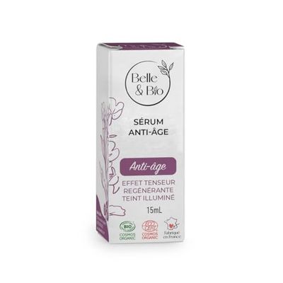 Belle&Bio - Sérum antienvejecimiento especial para pieles maduras, certificado Cosmos por Ecocert, 15 ml