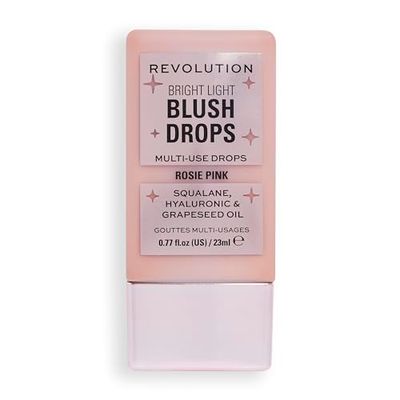 Makeup Revolution, Gocce di Blush Bright Light con Acido Ialuronico, Finish Radioso, Rosa Rosie, 23ml