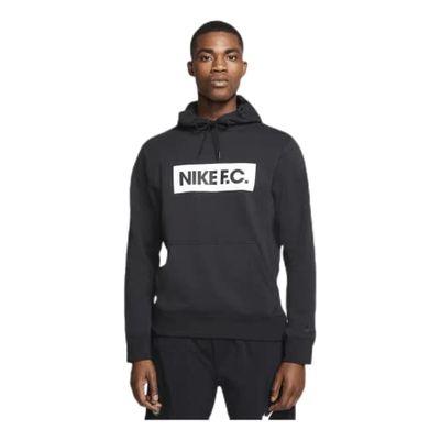 Nike M Nk FC Essntl FLC Hoodie Po Hooded Long Sleeve Top Uomo, Uomo, Hooded Long Sleeve Top, CT2011 010, Nero/Nero/Nero, L