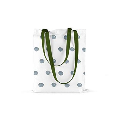 Bonamaison, 100% Algodón Bolso De Mano Impreso, Bolso de la Compra Reutilizable, Bolso De Compras, Ecológico, Plegable, Bolso de Tela de Lona con Asas Verdes, 34X40 Cm - Fabricado en Turquía