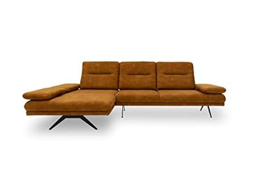 DOMO Collection Cervo - Sofá esquinero en Forma de L, esquinero en Forma de L, Muebles de Esquina en Tela de Terciopelo y función de reposabrazos y Respaldo, Ajuste de Profundidad del Asiento, de