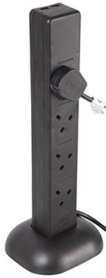 Pro Elec PEL00131 - Prolunga torre a 8 vie, 2 porte di ricarica USB, 1 m, colore: Nero