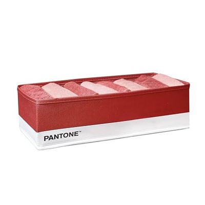PANTONE™ - 8 Lavette Bagno 30x30 + 1 Organizer Bagno 31x16x10, Set Accessori con Asciugamani Bagno Ideali come Panno Struccante Viso 100% Cotone Morbido Resistente + Porta Oggetti Multiuso Barn Red