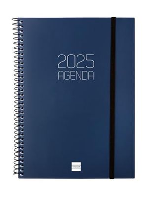 Finocam - Agenda Espiral Opaque 2025 Semana Vista Horizontal Enero 2025 - Diciembre 2025 (12 meses) Azul Euskera