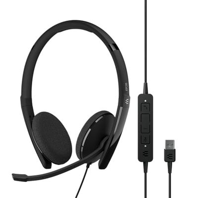 EPOS | Sennheiser Adapt 160 USB II (1000915) - Cuffie cablate, double-face, ottimizzate UC con connettività USB - Audio stereo superiore - Maggiore comfort - Controllo chiamate - Nero