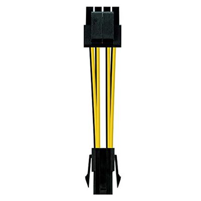 15 cm lang netsnoer met 4-polige aansluiting op 4+4-polige stekker, ideaal voor stroombronnen op pc's, biedt een stabiele en veilige verbinding.