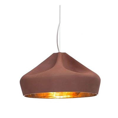 Lampada a sospensione LED 8-16W con paralume in ceramica e interno in smalto modello Pleat Box 47, colore marrone e oro, 44 x 44 x 26 centimetri (riferimento: A636-239)
