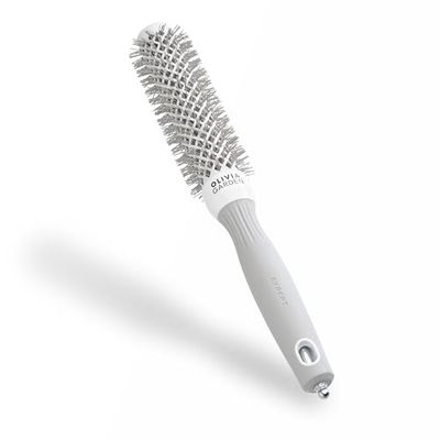 Olivia Garden Expert Blowout Speed – White & Grey - 25 - Ceramic Coated Round Brush with Extra Long Barrel for 25% Faster Blowouts
