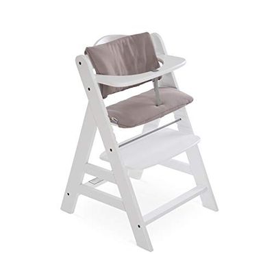 Highchair Pad Deluxe capa cadeira alta hauck - almofada para cadeira de madeira evolutiva Alpha Plus Beta Plus e Arketa - Almofada de 2 peças macia para cadeiras evolutivas - lavável na máquina - bege