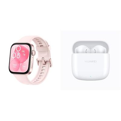 HUAWEI WATCH FIT 3, ultradun design met AMOLED-scherm van 1,82 inch, roze & HUAWEI FreeBuds SE 2, Batterijlevensduur van 40 uur, White