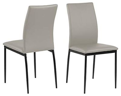 AC Design Furniture Devin Sedie da Pranzo Nere Set di 4 Pezzi Sedie da Cucina in Ecopelle Mobili per Sala da Pranzo Sedie Moderne H: 92 x L: 43,5 x P: 53 cm