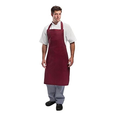 Whites Chefs Clothing A557 Bib Apron, Burgundy, 28" Width, 38" Length